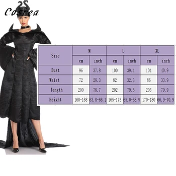 Maleficent Kostum, mačehe Čarovnica Obleka+Čelada Halloween Fantasia Stranka Čarovnice Obleko za ženske Odrasle Dame Klobuk Čarovnice
