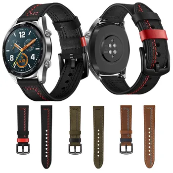 Za Huawei Watch GT 2 1/2 Pro Šivanje Traku Usnjeno Zapestnico 20 MM 22 MM Watchband za Samsung Galaxy 3 41mm/45mm/42/46mm/Aktivna 2