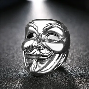 Moški vendetta kovinske Maske lobanje Obroč V for vendetta trendy individualnost moških masko nakit