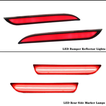 IJDM Za-2017 Ford Mustang Rdeča LED Zadnje Strani Marker Luči & Odbijača Reflektor Sveti Rep/Zavorne Luči Zadaj Meglo 12V