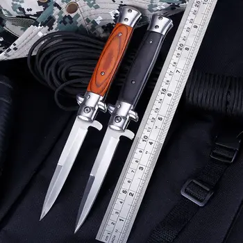 Klasična folding nož italijanske mafije folding nož 440C rezilo leseni ročaj žep na prostem pohodništvo, kampiranje preživetje taktično nož