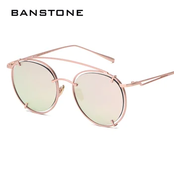 BANSTONE Modni Oblikovalec blagovne Znamke sončna Očala Mens Krog Eyeglass Okvir Steampunk Ženska sončna Očala Rose Zlata sončna Očala Oculos Sol