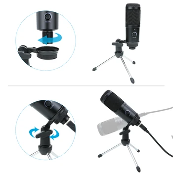 Poklic studio Kondenzatorski Mikrofon Doma Karaoke USB Mikrofon za Prenosni RAČUNALNIK Namizni Računalnik Snemanje mikrofona s Pop Filter
