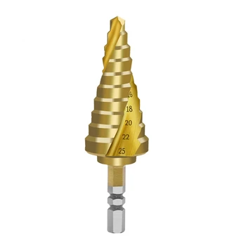 6-25 mm Pagoda-Oblikovan Korak Cone Drill Bit Spirala Hex Kolenom HSS Titanium obložene Oster Rob, Kovinski Vrtanje za Kovinarstvo