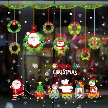 Božični Okraski Stenske Nalepke, Risanka DIY Vesel Božič Stekla Ozadje Božični Okraski Za Dom, Božič, Novo Leto 2021