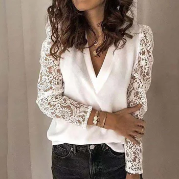 Elegantno Bluze za Ženske do leta 2020 Čipke Vrhovi Elegantna Žensk Bluze Moda 2020 Plus Velikost Ženska Majica V Vratu Ženske Vrhovi in Bluza