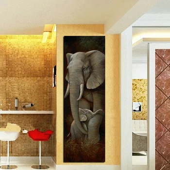 Povzetek Afriki Slon Sin Živali Oljna slika na Platnu Plakatov in Fotografij Tiger Skandinavskih Stenske Slike Za dnevno Sobo
