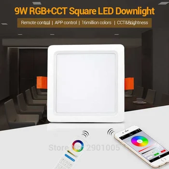 Nov prihod 9W RGB+SCT Kvadratnih LED Downlight smart Notranji življenjski prostor svetlobe AC100 - 220V lahko Mobilni telefon upravljalnik daljinski upravljalnik
