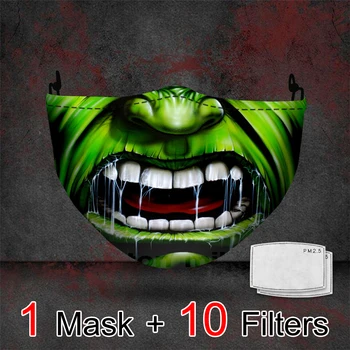 Odraslih, Zaščita za Obraz Maska za Večkratno uporabo Stroj Masko z PM2.5 filter 3D Print Mode Dustproof Usta Maske za noč Čarovnic Cosplay Masko