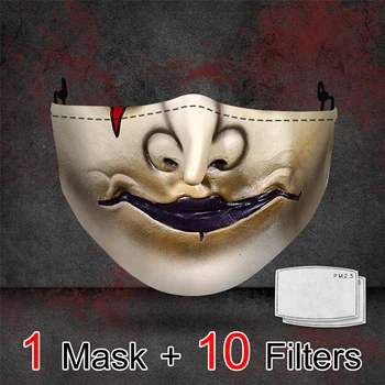 Odraslih, Zaščita za Obraz Maska za Večkratno uporabo Stroj Masko z PM2.5 filter 3D Print Mode Dustproof Usta Maske za noč Čarovnic Cosplay Masko