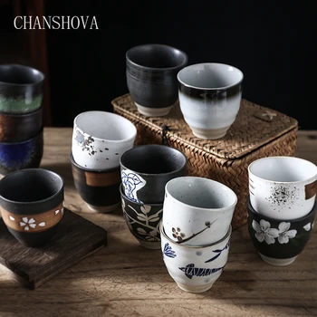 CHANSHOVA Tradicionalnih retro stilu, 200 ml Osebnost kratek Keramični Teacup China Porcelana Majhno in Veliko skodelico Kave H067