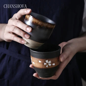 CHANSHOVA Tradicionalnih retro stilu, 200 ml Osebnost kratek Keramični Teacup China Porcelana Majhno in Veliko skodelico Kave H067
