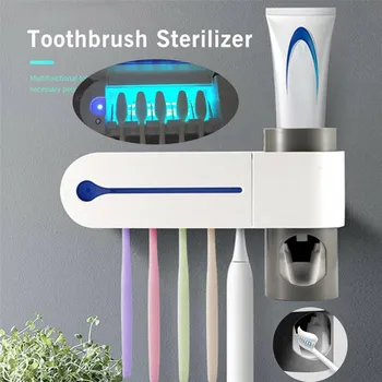 UV Sterilizator 3 V 1 Ščetko Imetnik USB za Polnjenje Samodejno zobna pasta Razpršilnik Razkuževanje zobna ščetka Shranjevanje Čistilec