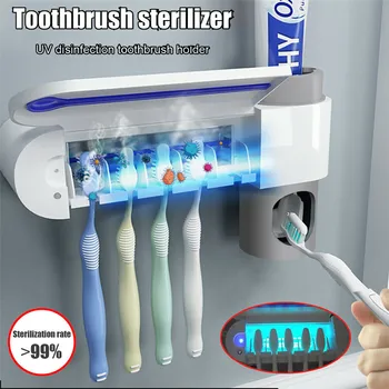UV Sterilizator 3 V 1 Ščetko Imetnik USB za Polnjenje Samodejno zobna pasta Razpršilnik Razkuževanje zobna ščetka Shranjevanje Čistilec