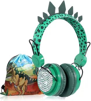 Otroci Dinozaver Slušalke Fantje Brezžične Bluetooth Slušalke Z Mikrofonom Več kot Na Uho za Šolo Računalnik Ipad Stranka Zeleno Vrečko Darila