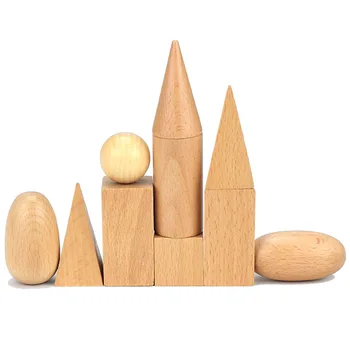 Lesena Geometrijska trdne Snovi 3-D Oblik Montessori Učenje, Izobraževanje Matematiko Igrače Sredstva za Šolo Doma