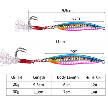 Goture Jezen Kovinski Počasi Šablona Cast Žlico Fishing Lure 20 g 30 g Super Trdi Vodi Ribe Umetne Vabe Za Litje Jigging Ribolov