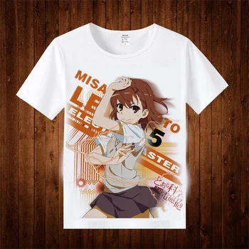 Toaru Kagaku ne Railgun T-shirt Anime Misaka Mikoto Cosplay Majica Bombaž Tees