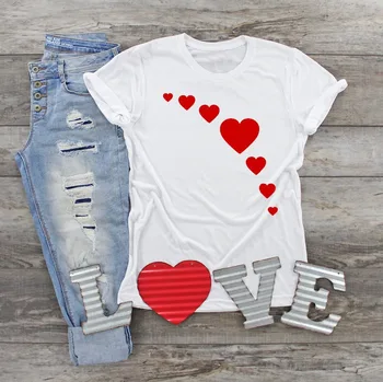 Srce Pade Valentines T-Shirt ženska dekleta tee Feminina Camiseta priložnostne srajco materinski dan darila majica Modna Oblačila top majica