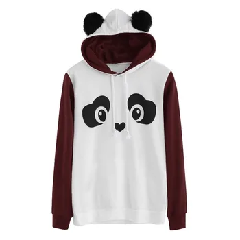 Srčkan Panda Hoodies Jeseni Majica Ženske Ženski Pulover Lep Panda Tiskanja Zgornji Del Trenirke Za Ženske Jeseni Hoodies Potegnite Femme
