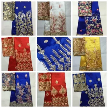 Visoka Kakovost Afriške George Čipke Tkanine Z Bleščicami Bel + Zlat Vezalke Za Indijske Ženske Poročne Obleke Šivanje Nigerijski George