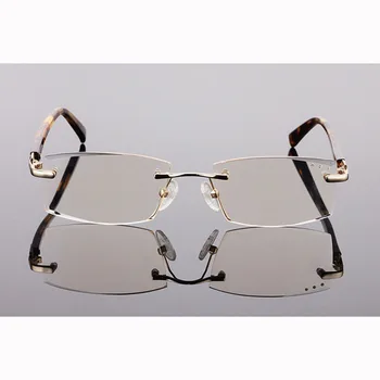 Visoka Kakovost Obravnavi Očala Ultralahkih Rimless Pravokotne Očala Očala Eyeglass z Anti-modro Funkcijsko Leče