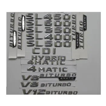 Chrome oster font Črk Značko Emblem Nalepke za Mercedes Benz SL350 SL400 SL280 SL300 SL500 SL600 CDI V8 BITURBO 4MATIC