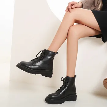 ASUMER 2020 nov modni priložnostne ravno čevlji ženske škornji krog toe čipke jeseni, pozimi kratek škornji ženske big velikost 43