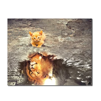 Laeacco Ustvarjalne Wall Art Platno Slikarstvo Mačka shadow Tiger Plakatov In Fotografij Soba Dekoracijo Sodobne Umetnosti Doma Dekor Stensko Sliko