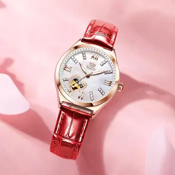 Ženske avtomatsko mehansko ročno uro luksuzni top blagovne znamke nepremočljiva posameznih votlih design svetlobne roke ženska ura