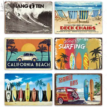 Plaža Tin Prijavite Plaketo Kovinski Letnik Poletni Kovinsko Steno Prijavite Plaža Dekor za Plažo, Bar, Beach House Obmorskih Dekorativne Plošče