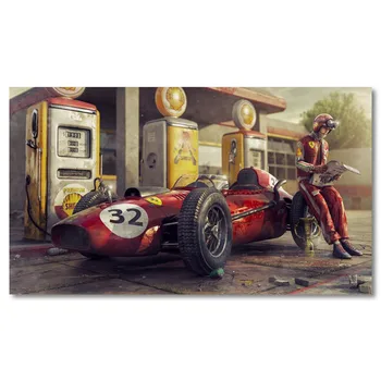 Vintage Avto Plakat Ferraris Klasične Dirke F1 Dirkalnik, Umetnine Wall Art Sliko Natisniti Platno Slikarstvo Za Dom Dnevna Soba Dekor