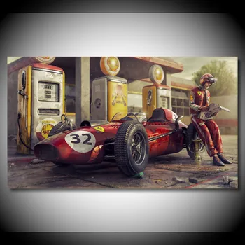 Vintage Avto Plakat Ferraris Klasične Dirke F1 Dirkalnik, Umetnine Wall Art Sliko Natisniti Platno Slikarstvo Za Dom Dnevna Soba Dekor