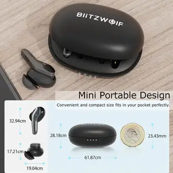 BlitzWolf BW-FYE5S TWS bluetooth 5.0 Slušalke Brezžične Čepkov Super Mini Hi-fi Stereo Touch Kontrole IPX5 Nepremočljiva z Mic