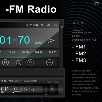 Podofo Android 1din Quad-Core Avto GPS Navigacija Player 7