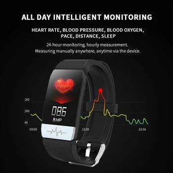 T1 Fitnes Tracker Telesne Temperature Monitor EKG, Krvni Tlak je Pametna Zapestnica Watch Fitnes Tracker Wrisatband Pametno Gledati