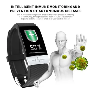 T1 Fitnes Tracker Telesne Temperature Monitor EKG, Krvni Tlak je Pametna Zapestnica Watch Fitnes Tracker Wrisatband Pametno Gledati