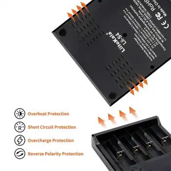 LiitoKala LII-S4 LCD Smart Polnilec za Baterije 4 Reže za 18650 26650 18350 1,2 V AA NiMH Baterije