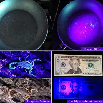 UV Svetilka LED 395nm baklo Lučka Vijolična Vijolična Ultravijoličnih žarkov 5Mode Zoom Luč za Odkrivanje denar,Molitev Kroglice za 18650 Baterije