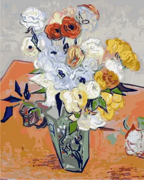 UnFrame sliko olje, barvanje z številkami stenski dekor diy slikarstvo na platno za dom dekor 4050 iris
