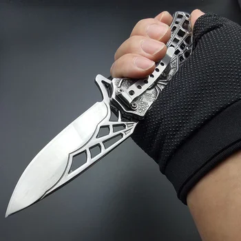 Zložljivi usposabljanje lovski nož Srebro Pajek, noži za preživetje Krat rezilo noža Zunanja orodja EOS Žepni Nož zlo božič darilo orodja