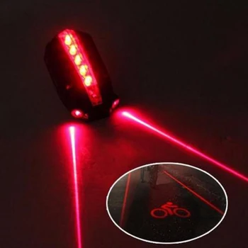 LED Kolesa, Lahka Noč 2 Laser + 5 LED Zadnje Kolo Rep Svetlobni Žarek varnost opozorilo Zadaj Rdeča Lučka Nepremočljiva Varnost opozorilna Lučka