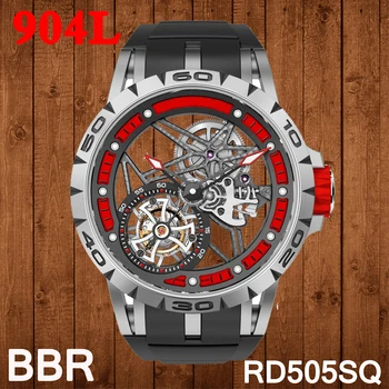 Moške Luksuzni Watch 45mm Tourbillon Titana BBR 1:1 Najboljših Edition Ogrodje za Izbiranje Črne Gume RD505SQ gibanje AAA watch replika