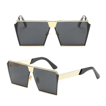 Modni Oblikovalec blagovne Znamke Kvadratnih Ravno leče, sončna Očala Ogledalo Ženske sončna Očala Moških Hip Hop Prevelik Lady Očala Moški FDA UV400