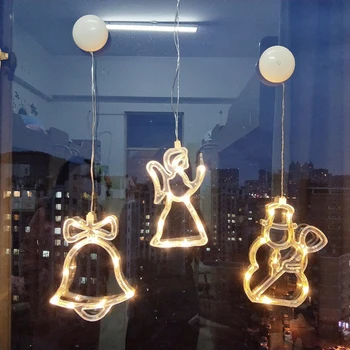 Božič LED Bell Sesalni Svetlobe Notranjo Dekoracijo Cupule Svetlobe Bell Star Angel Snežaka Stekleno Okno Sesalni Svetlobe Dekor