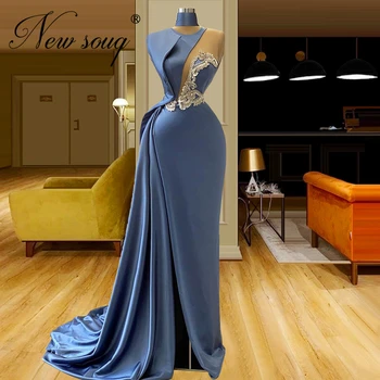 Moda Saten Beaded Prom Obleke Brez Rokavov Couture Stranka Obleko 2020 Večerne Obleke Dubaj Aibye Celebrity Obleko Haljo De Soiree