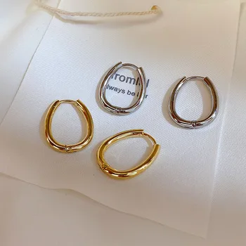 Preprost Hoop Obliko Uhani Za Ženske Gladko, Elegantno Geometrijske Ovalne Zlato Uhan Modni Nakit Korejske Ženske Uho Jewelries