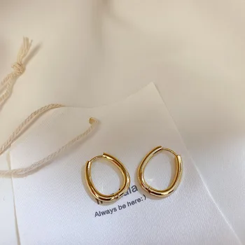 Preprost Hoop Obliko Uhani Za Ženske Gladko, Elegantno Geometrijske Ovalne Zlato Uhan Modni Nakit Korejske Ženske Uho Jewelries