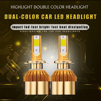 2019 Novo 2PC Tri Barve avtomobilski žarometi h7 led žarnica H4 h1 h11 h8 h9 hb3 hb4 9005 9006 880 881 12V 24V 48w 4800LM auto luči za meglo