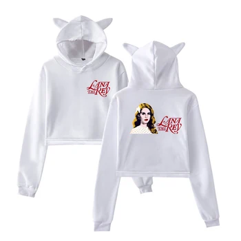 Mačje Uho Hoody Lana Del Rey Preprost vzorec Hoodies dekleta Priložnostne Šport Hoody Moda za Šport Vrhovi Bombaž Puloverju Vroče Prodaje